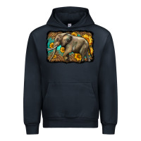 Navy western sunflowers elephant Urban Hoodie - LillyAllenDesigns