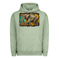 Pigment Oil Green western sunflowers elephant Urban Hoodie - LillyAllenDesigns