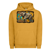 Pigment Peanut Butter western sunflowers elephant Urban Hoodie - LillyAllenDesigns