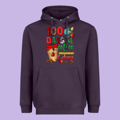 100 Days Of Coffee And Chaos Heavyweight Hoodie Designed By Texasbilliewilder