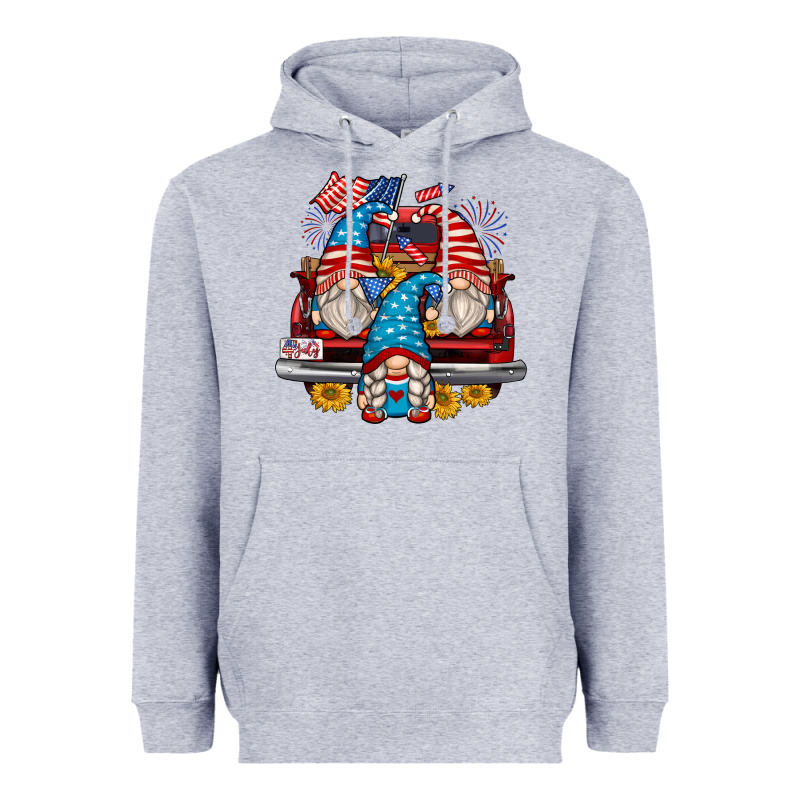 4th Of July Gnomes Farm Truck Heavyweight Hoodie by Zillion Design Studio | Teevron
