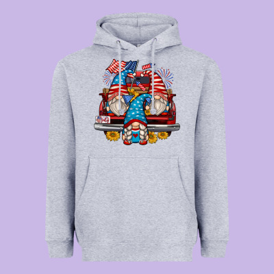 4th Of July Gnomes Farm Truck Heavyweight Hoodie Designed By Zillion Design Studio