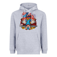 Heather Grey 4th of july gnomes farm truck Heavyweight Hoodie - Zillion Design Studio
