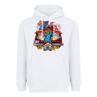 White 4th of july gnomes farm truck Heavyweight Hoodie - Zillion Design Studio
