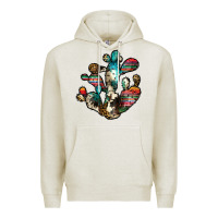 Oatmeal Heather serape cactus Premium Hoodie - JahusDesignShop