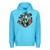 Ocean Blue serape cactus Premium Hoodie - JahusDesignShop