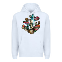 White serape cactus Premium Hoodie - JahusDesignShop