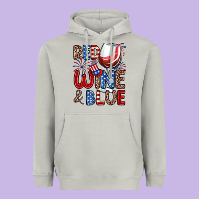 Red Wine And Blue Heavyweight Hoodie Designed By Zillion Design Studio