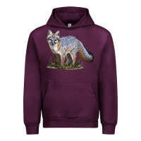 Mauve Wine Gray Fox Urban Hoodie - LillyAllenDesigns