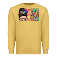 Antique Gold wife mom boss messy bun Premium Sweatshirt - Zillion Design Studio