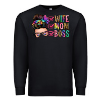 Black wife mom boss messy bun Premium Sweatshirt - Zillion Design Studio