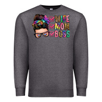 Charcoal Heather wife mom boss messy bun Premium Sweatshirt - Zillion Design Studio