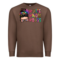 Chestnut wife mom boss messy bun Premium Sweatshirt - Zillion Design Studio