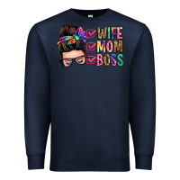 Navy wife mom boss messy bun Premium Sweatshirt - Zillion Design Studio