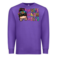 Purple wife mom boss messy bun Premium Sweatshirt - Zillion Design Studio