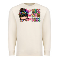 Sandshell wife mom boss messy bun Premium Sweatshirt - Zillion Design Studio
