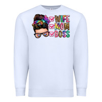 White wife mom boss messy bun Premium Sweatshirt - Zillion Design Studio