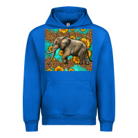Cobalt western sunflowers elephant Urban Hoodie - LillyAllenDesigns