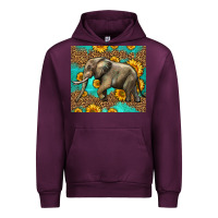 Mauve Wine western sunflowers elephant Urban Hoodie - LillyAllenDesigns