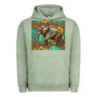 Pigment Oil Green western sunflowers elephant Urban Hoodie - LillyAllenDesigns