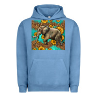 Pigment Pebble Blue western sunflowers elephant Urban Hoodie - LillyAllenDesigns