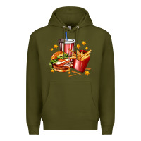 Army Green hamburger potatoes and coke Premium Hoodie - AdoDesignShop