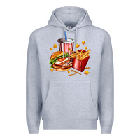 Heather Grey hamburger potatoes and coke Premium Hoodie - AdoDesignShop