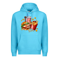 Ocean Blue hamburger potatoes and coke Premium Hoodie - AdoDesignShop