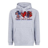 Heather Grey faith love freedom Heavyweight Hoodie - Zillion Design Studio