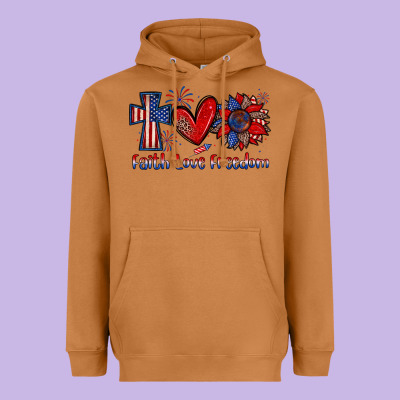 Faith Love Freedom Heavyweight Hoodie Designed By Zillion Design Studio