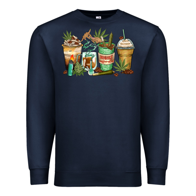 Highly Caffeinated Coffee Cups Premium Sweatshirt by Zillion Design Studio | Teevron