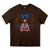 Chocolate Brown America eagle Heavy Core Tee - CowhideDigitalArt