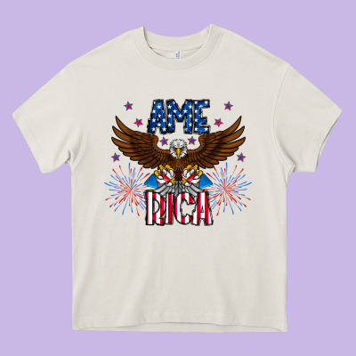 America Eagle Heavy Core Tee Designed By Cowhidedigitalart