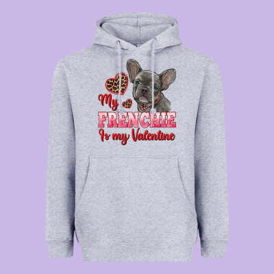 My Frenchie Is My Valentine Heavyweight Hoodie Designed By Ranaportraitstore