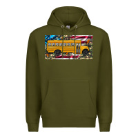 Army Green school bus camouflage american flag license plate Premium Hoodie - Artiststas