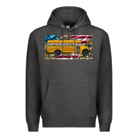 Charcoal Heather school bus camouflage american flag license plate Premium Hoodie - Artiststas