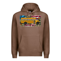 Chestnut school bus camouflage american flag license plate Premium Hoodie - Artiststas