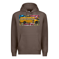 Coffee school bus camouflage american flag license plate Premium Hoodie - Artiststas