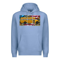 Colony Blue school bus camouflage american flag license plate Premium Hoodie - Artiststas