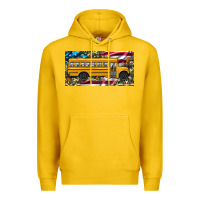 Lemon school bus camouflage american flag license plate Premium Hoodie - Artiststas