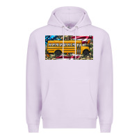 Lilac school bus camouflage american flag license plate Premium Hoodie - Artiststas
