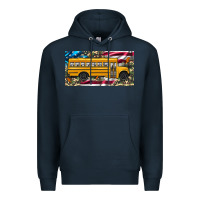 Navy school bus camouflage american flag license plate Premium Hoodie - Artiststas