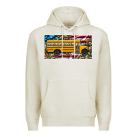 Oatmeal Heather school bus camouflage american flag license plate Premium Hoodie - Artiststas