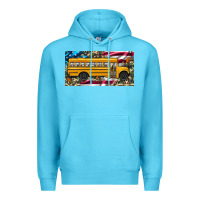 Ocean Blue school bus camouflage american flag license plate Premium Hoodie - Artiststas