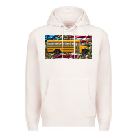 Pale Pink school bus camouflage american flag license plate Premium Hoodie - Artiststas