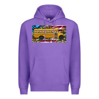 Purple school bus camouflage american flag license plate Premium Hoodie - Artiststas