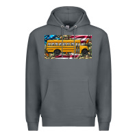 Rock school bus camouflage american flag license plate Premium Hoodie - Artiststas