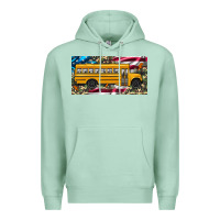 Seafoam school bus camouflage american flag license plate Premium Hoodie - Artiststas