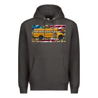 Smoke school bus camouflage american flag license plate Premium Hoodie - Artiststas