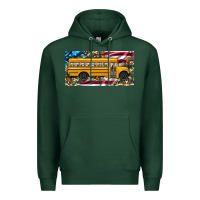Sports Green school bus camouflage american flag license plate Premium Hoodie - Artiststas